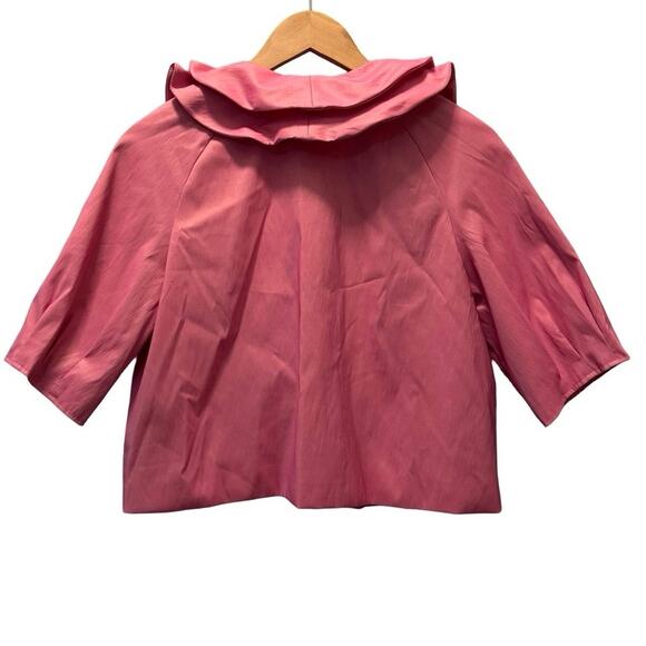 Samuel Dong Pink Glam Party Ruffle 3/4 Sleeve Cropped light Jacket Small preppy - Picture 6 of 6